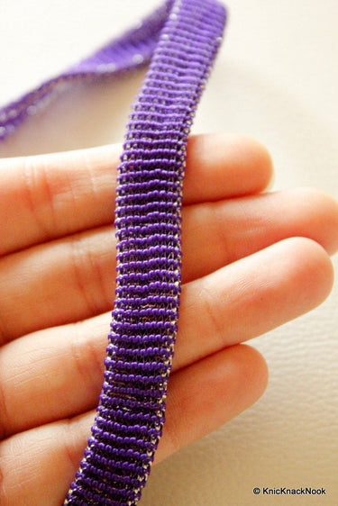 Violet And Silver Thread Hollow Lace Trim, 14mm wide